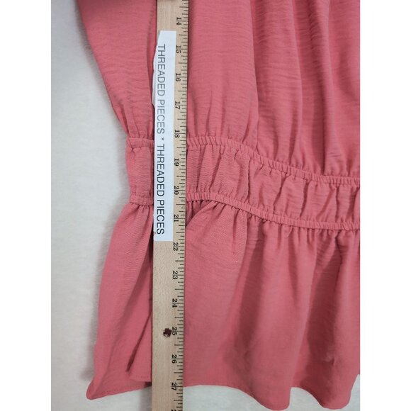 Nine West Top Blouse Womens XXL‎ Coral Peplum Long Sleeve Square Neck Twill - Picture 11 of 11